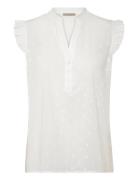 Pd-Mabel Dobby Dot Sl Shirt White Pieszak