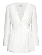 Juno Collarless Suit Blazer Cream Malina