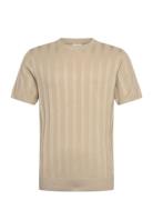 Knitted Crew Neck T-Shirt Beige Lindbergh