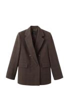 Double-Breasted Check Suit Jacket Brown Mango