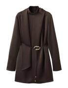 Satin Dress With Foulard Brown Mango