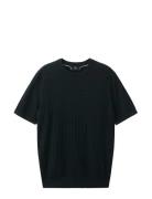 Cable Knit T-Shirt 100% Cotton Navy Mango