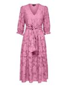 Slfsadie 3/4 Midi Dress B Pink Selected