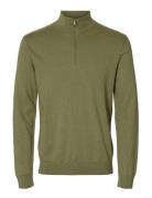 Slhberg Half Zip Cardigan Noos Green Selected
