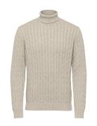 Slhryan Structure Roll Neck Beige Selected