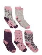 Sock W. Pattern Pink Minymo