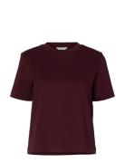 Slwessential Ss Boxy Tee Noos Burgundy Selected