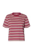 Slwessential Ss Striped Boxy Tee Noos Burgundy Selected