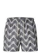 Slhdane-Aop Swimshorts Black Selected