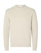 Slmdane Ls Knit Structure Crew Neck Noos Cream Selected