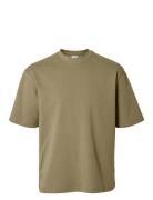 Slmlooseoscar Ss O-Neck Tee Noos Khaki Selected
