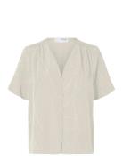 Slfdimitra Ss Jacquard Top B Cream Selected
