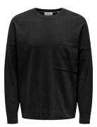 Onslamai Ovz 12 Ls Pocket Crew Knit Black ONLY & SONS