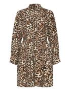 Slfsalli Ls Aop Short Dress B Brown Selected