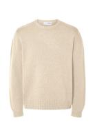 Slmcody Ls Knit Crew Neck Noos Beige Selected