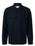 Slmotto Leroy Linen Blend Overshirt Noos Navy Selected