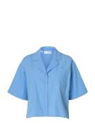 Slfblair Ss Cropped Shirt B Blue Selected