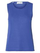 Slfmoon Sus Sl Knit Top B Blue Selected