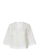Slflaerke 3/4 Cropped Broderi Ang Top B White Selected