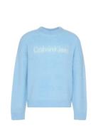 Ls Brushed Alpaca Logo Crwnk Swe Blue Calvin Klein Jeans