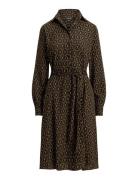 Chain-Print Crepe Shirtdress Black Lauren Ralph Lauren
