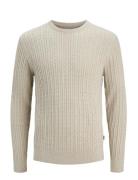 Jjeemil Knit Cable Crew Neck Noos Beige Jack & J S