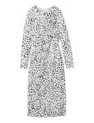Ls Ruched Assym Printed Midi Dre White Calvin Klein