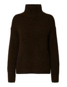 Slwgabriella Ls Knit High Neck Noos Brown Selected