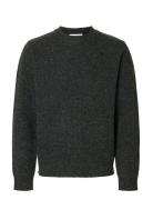 Slmneil Ls Knit Neps Crew Neck Grey Selected