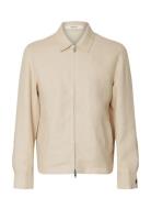 Slhreg-Baird Linen Zip Jacket Beige Selected