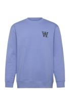 Wwnoel Aa Chest Print Sweatshirt Blue WOOD WOOD