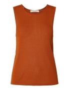 Slfmoon Sus Sl Knit Top B Orange Selected