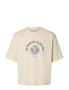 Slhboxynorman Graphic Ss O-Neck Tee Navy Selected