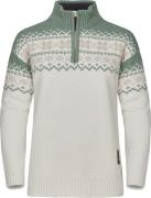 Gridarmor Women's Snøkrystall Half Zip Ullgenser White/Green/Beige