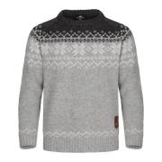 Gridarmor Kids' Snøkrystall Round Neck Ullgenser Light Grey/Dark Grey/...