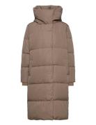 Objlouise Long Down Jacket Topattu Pitkä Takki Beige Object