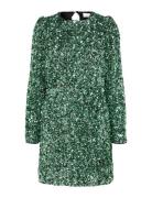 Slfcolyn Ls Short Sequins Dress B Lyhyt Mekko Green Selected Femme