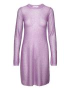 Sequin Knit Long-Sleeve Mini Dress Lyhyt Mekko Purple REMAIN Birger Ch...