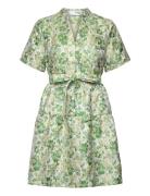 Slfmoda Ss Short Jacquard Dress B Lyhyt Mekko Green Selected Femme