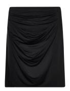 Cupro Skirt Lyhyt Hame Black Rosemunde