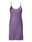 Pure Silk - Slip With Round Neck Yöpaita Purple Lady Avenue