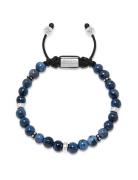Men's Beaded Bracelet With Blue Dumortierite And Silver Rannekoru Koru...