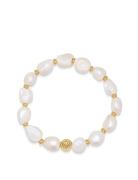 Wristband With Baroque Pearl And Gold Rannekoru Korut White Nialaya