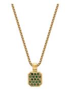 Gold Necklace With Green Cz Square Pendant Kaulakoru Korut Gold Nialay...