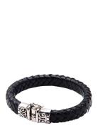 Thick Leather Bracelet With Detailed Lock Rannekoru Korut Black Nialay...