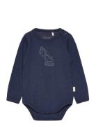 Body Ls, Solid W. Print Bodies Long-sleeved Navy CeLaVi