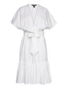 Classic Linen-Dress Polvipituinen Mekko White Lauren Ralph Lauren