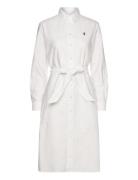 Belted Cotton Oxford Shirtdress Polvipituinen Mekko White Polo Ralph L...