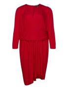 Ruched Stretch Jersey Surplice Dress Polvipituinen Mekko Red Lauren Wo...