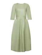 Blended Linen And Viscose Woven Midi Dress Polvipituinen Mekko Green E...